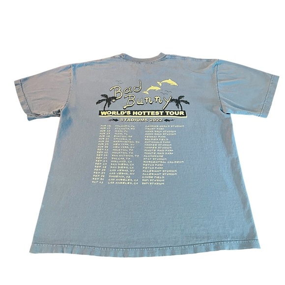 Bad Bunny Blue Graphic Unisex Tee 2022 World’s Hottest Tour - Picture 2 of 8